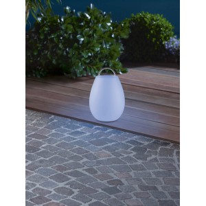LED-Tischleuchte Laterne Bunt für den Garten, mit Tragegriff und Farbwechsel.