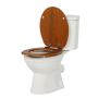 Sinobath WC-Sitz oval, Kirschholzoptik, mit Absenkautomatik auf weißem WC.
