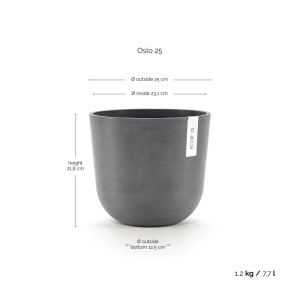 Ecopots Pflanztopf Oslo Grau 25 cm x 21,8 cm