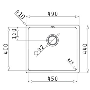 Pyramis Spülbecken Lydia 1B Flacheinbau Edelstahl 45 cm x 40 cm