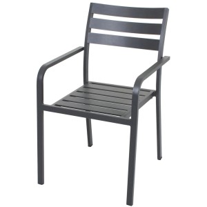 Anthrazitfarbener Gartenstuhl Treviso im 2er-Set mit Armlehnen und Aluminiumgestell.