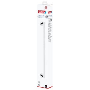 Verpackung der Tesa Handtuchstange Elegaant Chrom. Handtuchhalter zur Wandmontage ohne Bohren.