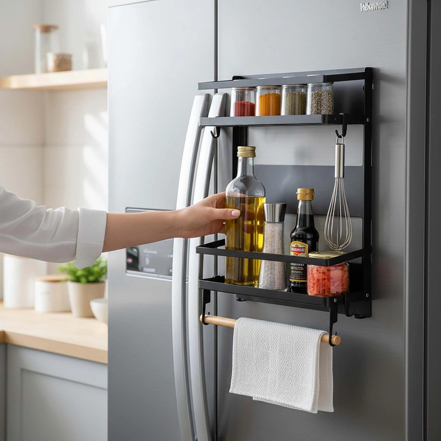 Relaxdays Gewürzregal Eisen Pulverbeschichtet zur Wandmontage mit Küchenrollenhalter kaufen bei OBI