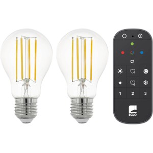 Eglo LED-Leuchtmittel Zigbee Klar 2er-Set mit Fernbedienung, 6W E27, neutralweißes Licht.