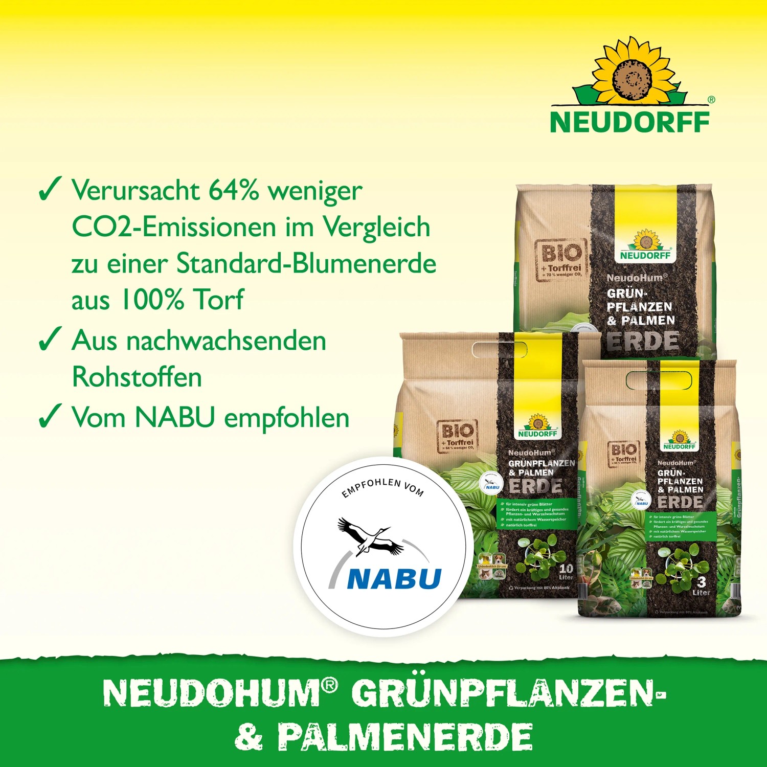 Neudorff Neudohum Grünpflanzen- & Palmenerde in verschiedenen Packungsgrößen.
