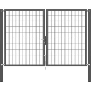Doppeltor Flexo Plus, 300x200 cm, anthrazit, mit Doppelstabmatte, Pfosten und Zubehör für Gartenzäune.