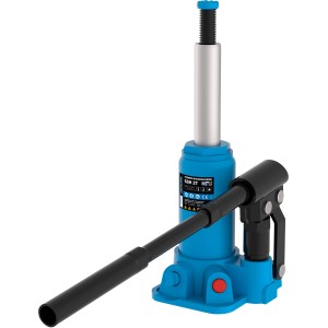 Güde Stempelwagenheber GSH 2T, blauer Hydraulikheber für Auto-Reparatur mit Hebel.