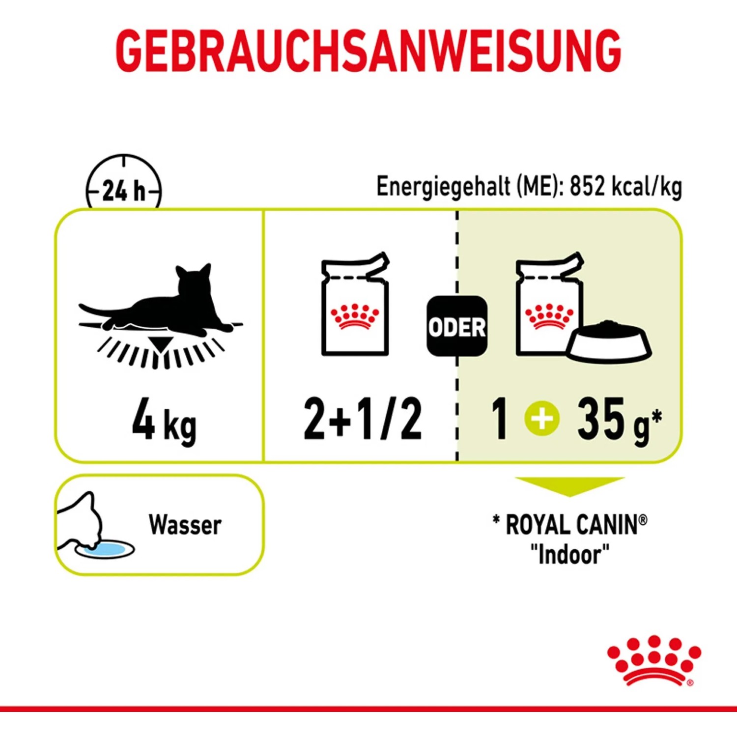 Fütterungsempfehlung Royal Canin Sensory Smell Nassfutter für Katzen, Dosierungshinweise.