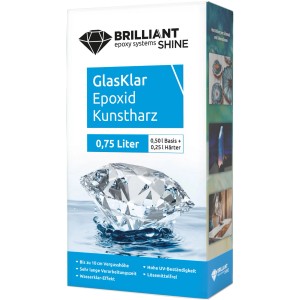 Brilliant Shine Epoxidharz, 0,75 l, glasklares Kunstharz für Designobjekte und Reparaturen.