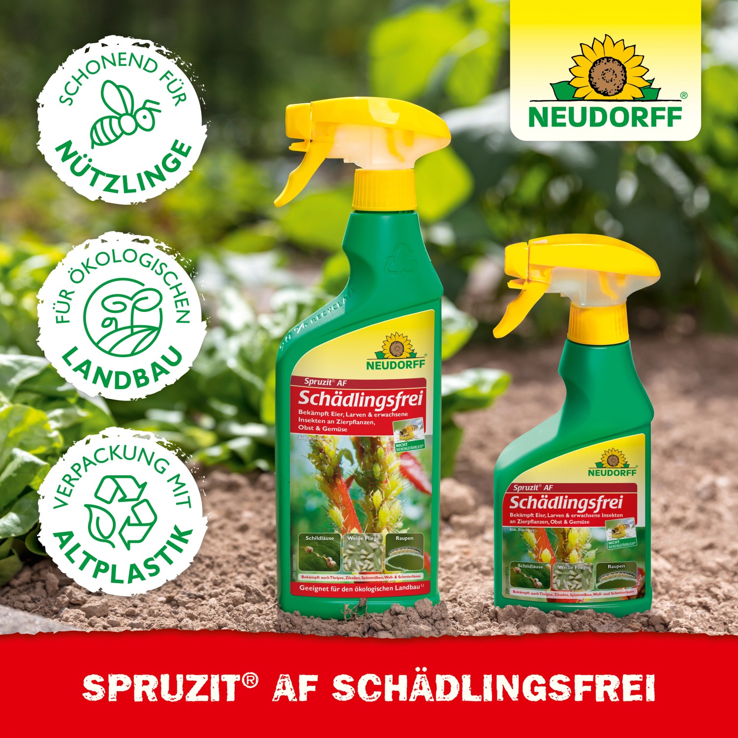 Neudorff Spruzit AF Schädlingsfrei, 2 Sprühflaschen gegen Blattläuse im Garten.