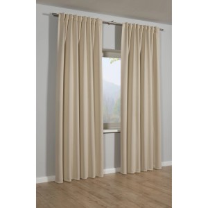 Bennetti Dimout Schal Natur, 140x175 cm, blickdichter Fenstervorhang mit Gardinenband.