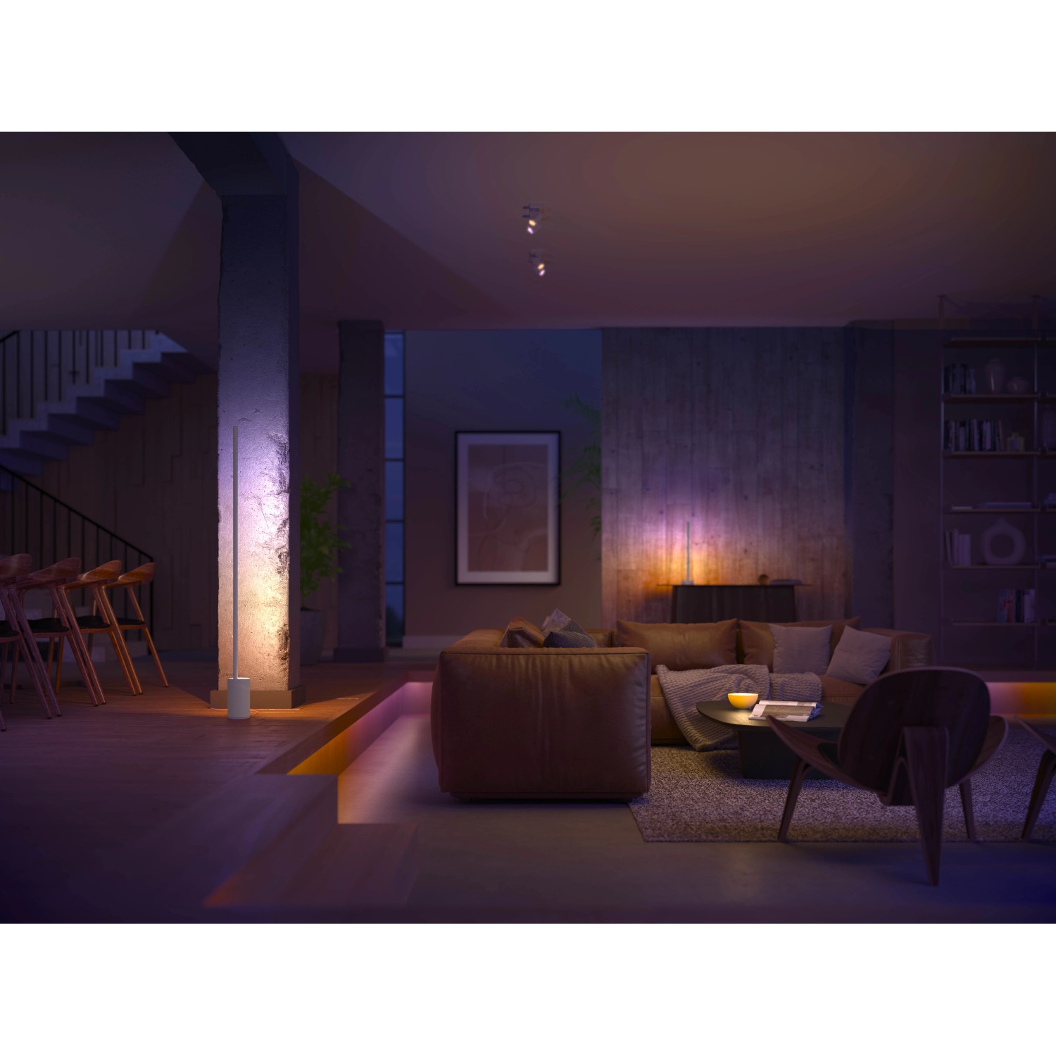 Philips Hue Lightstrip Gradient Ambiente: 1m Erweiterung im Wohnraum mit Farbverlauf.