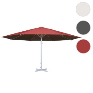 Roter MCW Sonnenschirm Carpi II, Ø 5m, ohne Ständer. Acht-eckiger Schirm mit weißem Mast.