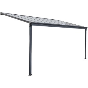 Home Deluxe Terrassenüberdachung Solis Alu in Anthrazit mit Hohlkammerplatten.