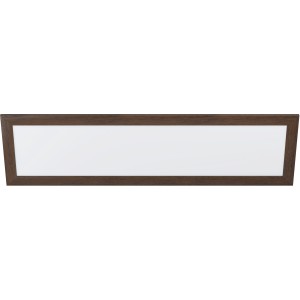 Rechteckige Eglo LED-Deckenleuchte Piglionasso in Dunkelbraun-Weiß mit Holzrahmen, 124,5x34,5 cm.