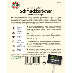 Samenpackung Schmuckkörbchen 'Rabattengold' von Sperli, Mischung sonniger Farben für Beet, Rabatte und Naturgarten.