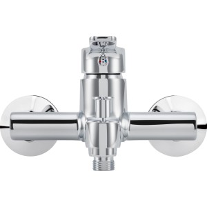 baliv Wannenarmatur WA-5750 Chrom, Aufsicht. Glänzende Badarmatur mit Umsteller für Wanne/Brause.