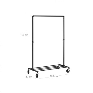 Weißer Songmics Schwerlast Kleiderständer mit Rollen, 40x120x156 cm, Metall.