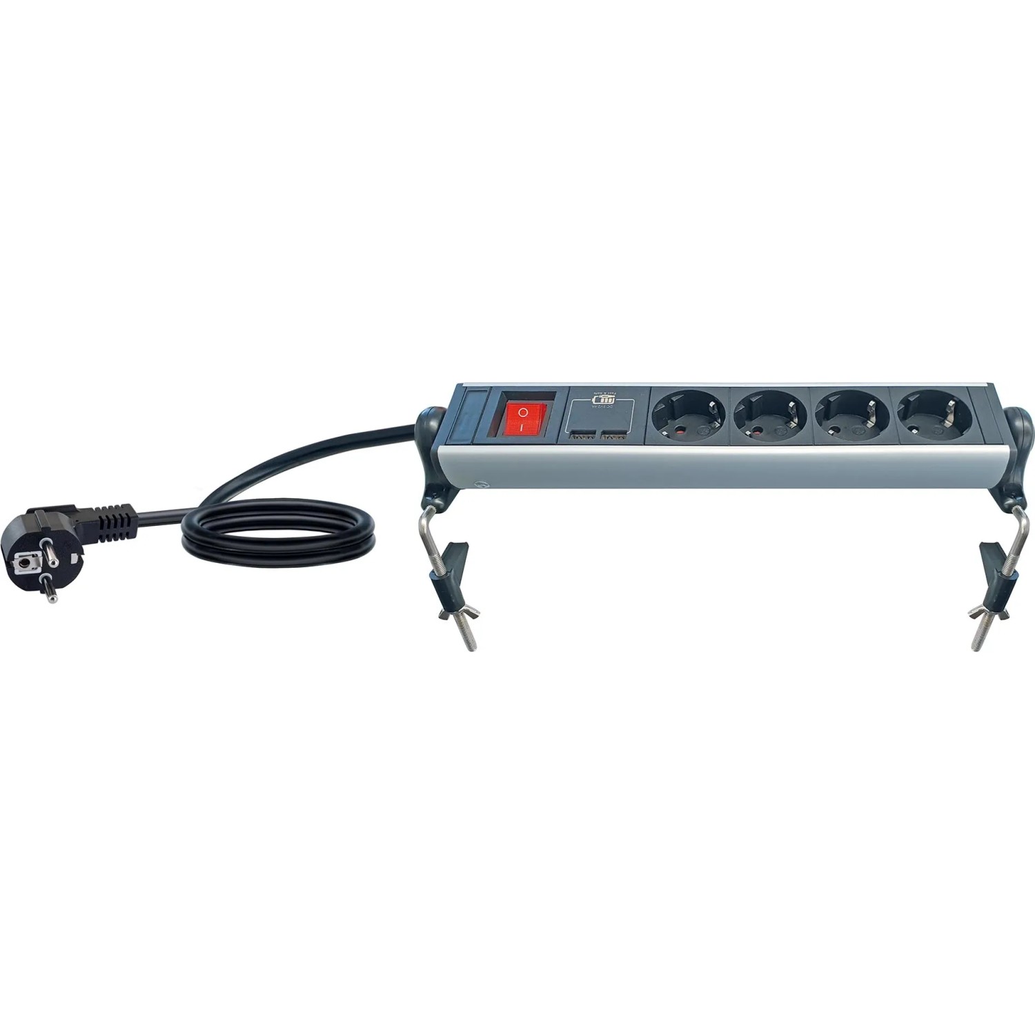 Schwaiger® 4-fach Steckdosenleiste mit USB und Tischbefestigung für Computer & Multimedia.