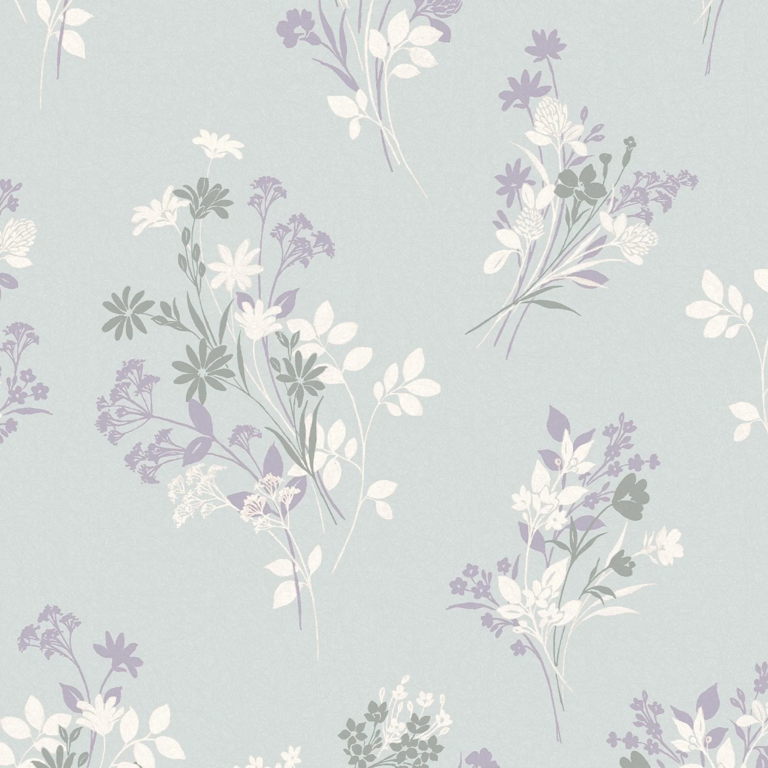 Laura Ashley Vliestapete Igerna hellblau mit Blumenmuster.