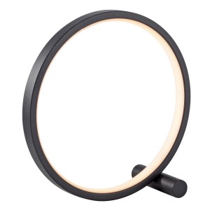 Moderne, schwarze LED-Tischleuchte Mini Ritus mit ringförmigem Leuchtkörper.