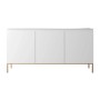 Selsey Bemmi Sideboard 150 cm in Weiß mit drei Türen und goldenen Metallbeinen. Modernes Design für Wohnzimmer und Stauraum.