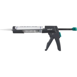 wolfcraft Kartuschenpresse MG 600 Pro für 310ml Kartuschen, Graue Pistole mit grünen Akzenten.