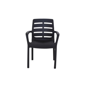 Anthrazitfarbener Progarden Stapelsessel Borneo für den Garten.