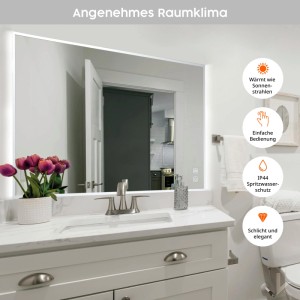 Könighaus Infrarot LED-Spiegelheizung 600 W Weiß