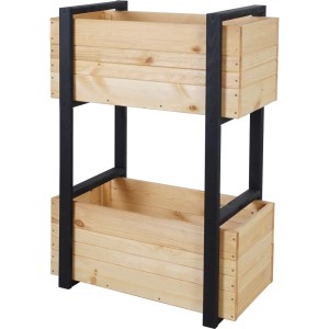 Siena Garden Pflanzkasten Konny aus Kiefernholz, 70x38x97cm, Natur, mit zwei Ebenen.