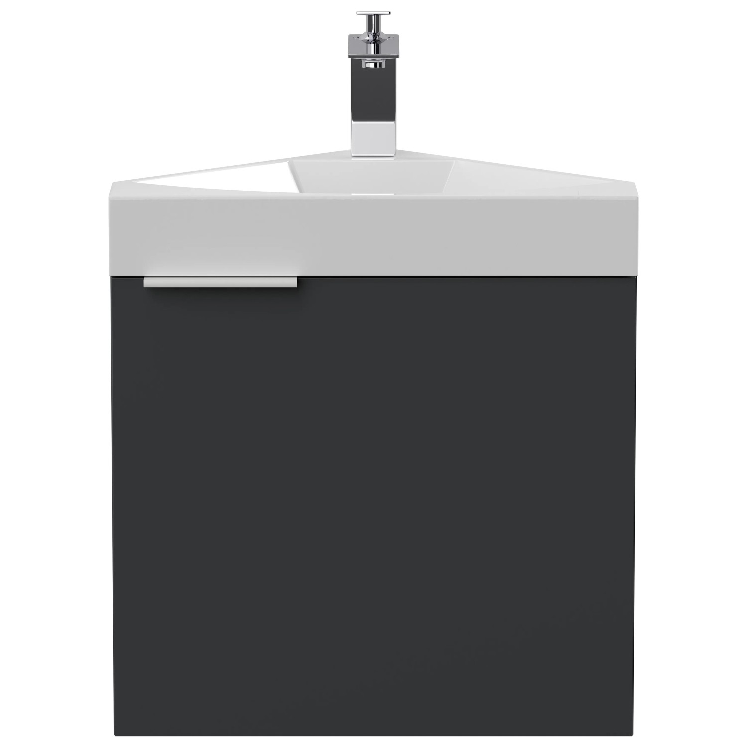 Posseik Eckbadmöbel Delta Slimline in Grafit mit Softclose für Gäste-WC.