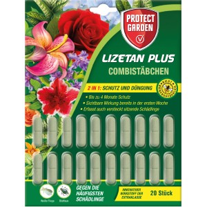 Protect Garden Lizetan Plus Combistäbchen, 20 Stück, zur Bekämpfung von Blattläusen und als Dünger.