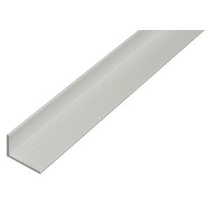 Silbernes, ungleichschenkliges Winkelprofil aus Aluminium, 15x30x1000 mm.