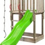 SwingKing Spielgerät Mario mit apfelgrüner Rutsche, Kletterseil und Teleskop. Spielturm aus Holz.