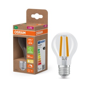 Osram LED-Lampe E27, A60 Glühbirnenform, 3.8W, warmweiß, mit Verpackung.