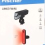 Fischer LED-Akku-Beleuchtungsset Stop, 80 Lux, mit Front- und Rückleuchte in Verpackung.