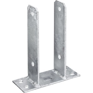 U-förmige Pfostenlasche zum Aufschrauben, 200x71x60 mm, feuerverzinkt für Zäune und Pergolen.