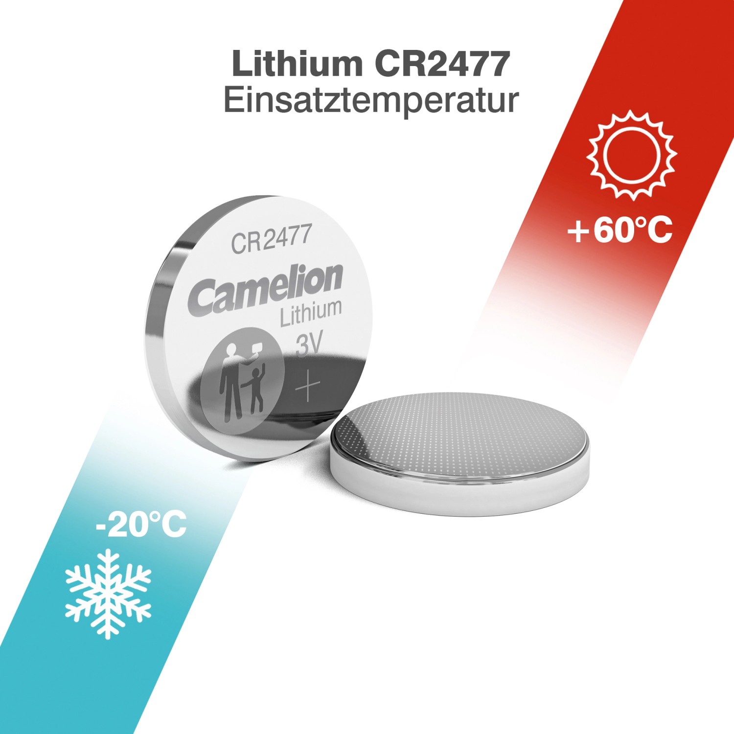 Camelion Lithium Knopfzelle CR2477 für Geräte wie Fernbedienungen und Autoschlüssel.