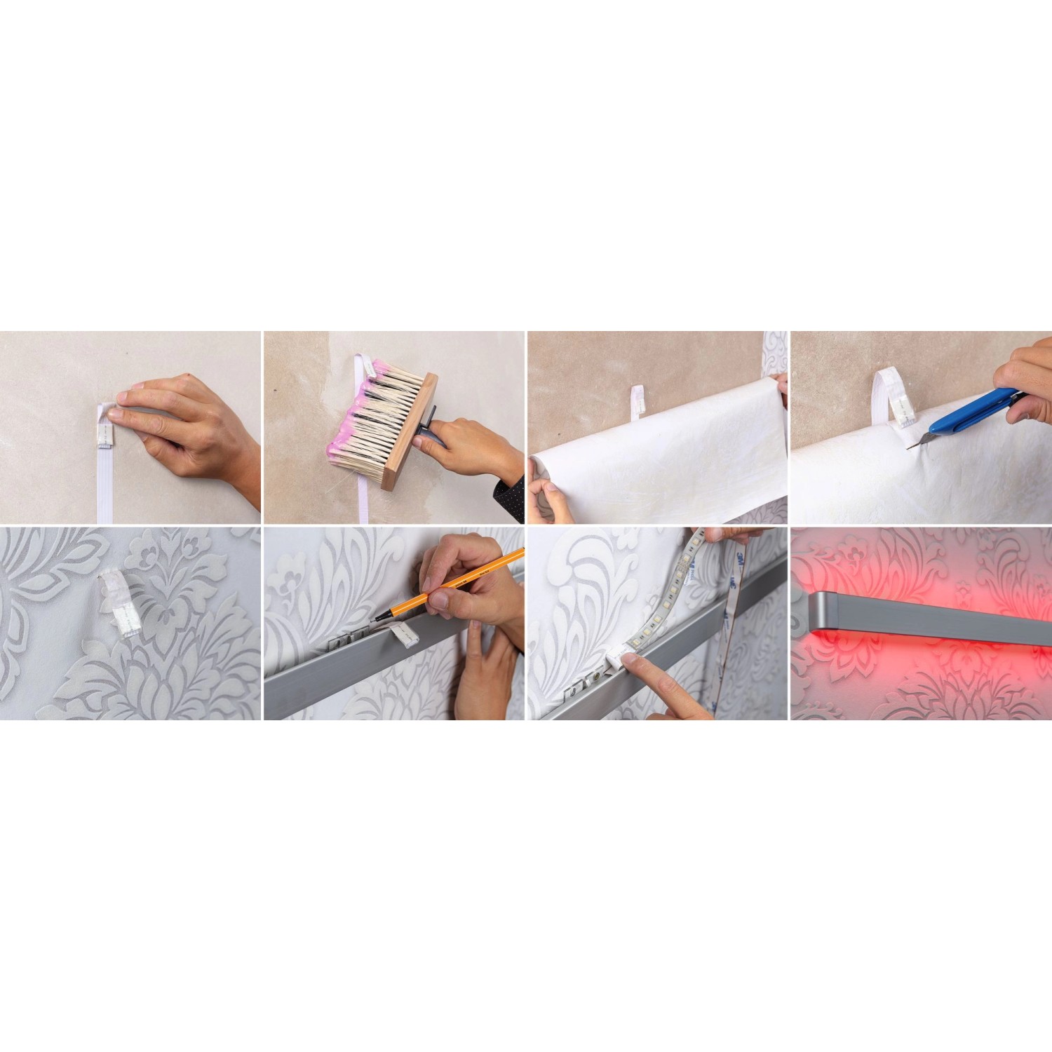 Montage des Paulmann MaxLED Invisible Connector 3m für LED-Strips hinter Tapete.