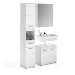 Badmöbel-Set Linus Hochglanz Weiß 105 cm 3-tlg.