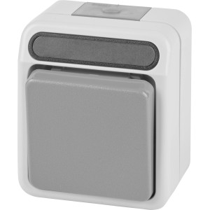 Merten AQUASTAR Feuchtraum Aus-/Wechselschalter, grau/weiß.