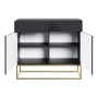 Selsey Sideboard Veldio, schwarz, 100 cm, mit geriffelter Front, 2 Schubladen, offenen Türen und goldenen Beinen.