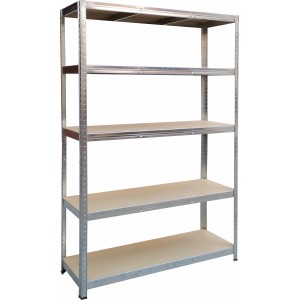 Verzinktes Metall-Schwerlastregal mit 5 Böden, 180x120x40 cm, ideal für Werkstatt und Garage.