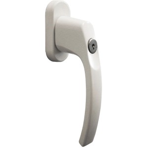 Weiße Alpertec Fensterolive Nepomuk aus Kunststoff, absperrbarer Fenstergriff für Türbeschläge.