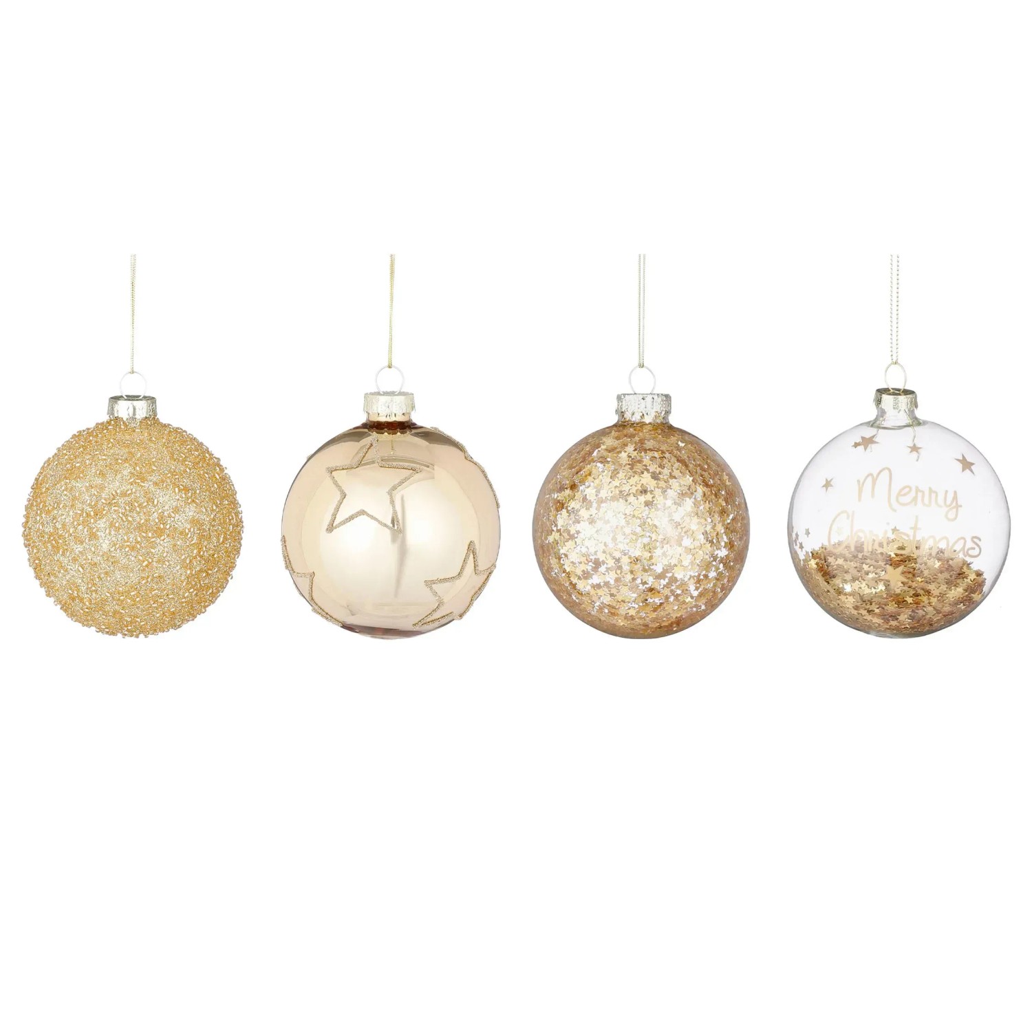 House of Seasons Weihnachtsglaskugel Ø 8 cm Gold 4-fach Sortiert kaufen bei OBI