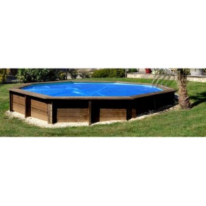 Gartenpool Lanzarote mit blauer Poolcrew Sommerabdeckplane zum Schutz vor Verschmutzung und Wärmeverlust.