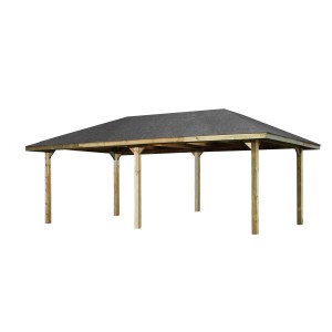 Weka Gartenlaube Paradies B, kesseldruckimprägniert, 678x380cm. Holzpavillon mit Dach.