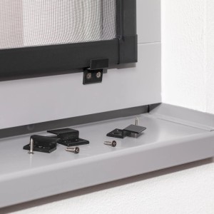 Windhager Insect-Stop Einhängewinkel Set Anthrazit für Spannrahmen-Fenster.