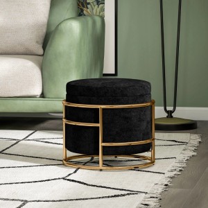 HOMCOM Sitzhocker mit Stauraum Kleiner Hocker 42 x 42 x 39 cm Schwarz