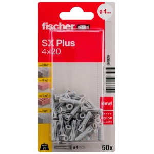 fischer Spreizdübel SX Plus 4x20, 50er Packung. Universaldübel für sichere Befestigungen in Voll- und Lochbaustoffen.